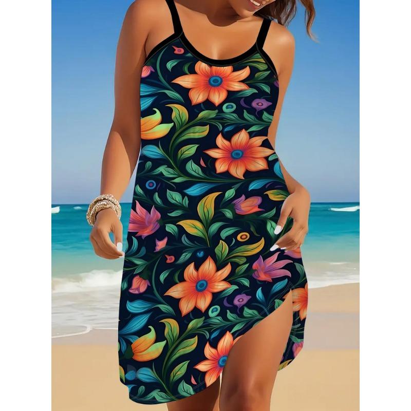 

Женская подвесная юбка в тропическом стиле, 3D-печать, черный фон, оранжевый цветок, зеленый лист 5XL