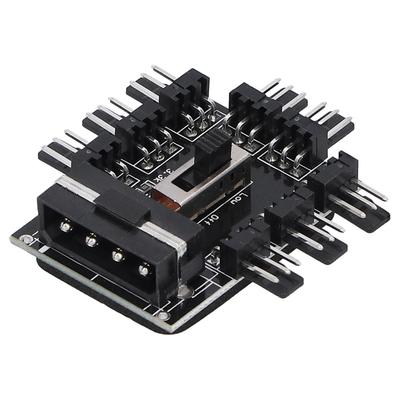 Computer Fan Hub Splitter 8‑Way Speed Controller 3 Pin Extension Cable Big 4 Pin Interface