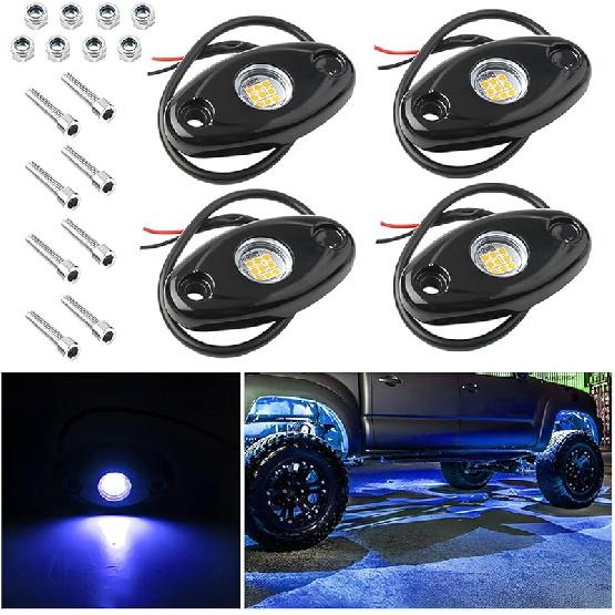 Rock Lights For Trucks, 4 Pods LED Rock Lights, IP67 Waterproof Neon Rock Lights Kits For Pickup ATV Off Road SUV, High Brightness Multifunction