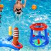 Set de coș de baschet gonflabil ușor de utilizat pentru petreceri la piscină - PVC durabil, albastru, perfect pentru distracție în familie și timp liber în aer liber