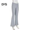 Women Flared Pants Elastic High Waist Solid Color Casual Trousers Basic Style Slim Fit Long Pants Daily Wear