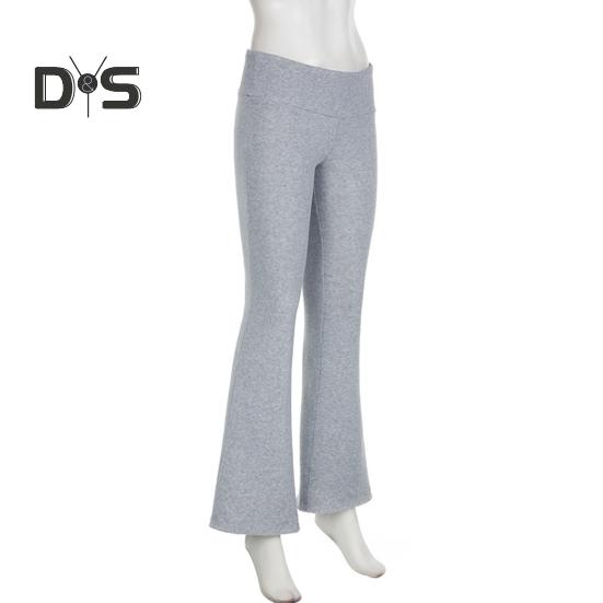 Women Flared Pants Elastic High Waist Solid Color Casual Trousers Basic Style Slim Fit Long Pants Daily Wear