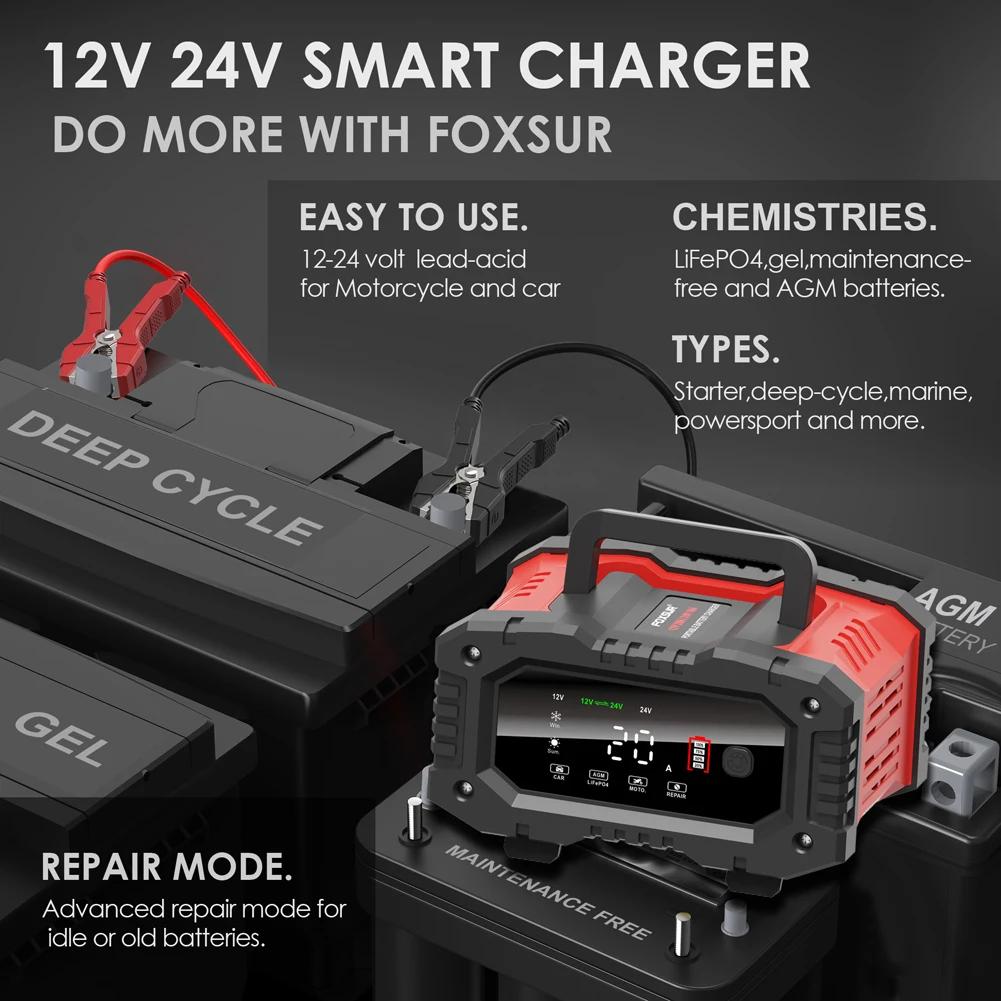 12V/24V 20A Car Motorcycle Battery Charger Fully Automatic Smart Charger 300W Car Battery Charger Pulse Repair for AGM GEL WET