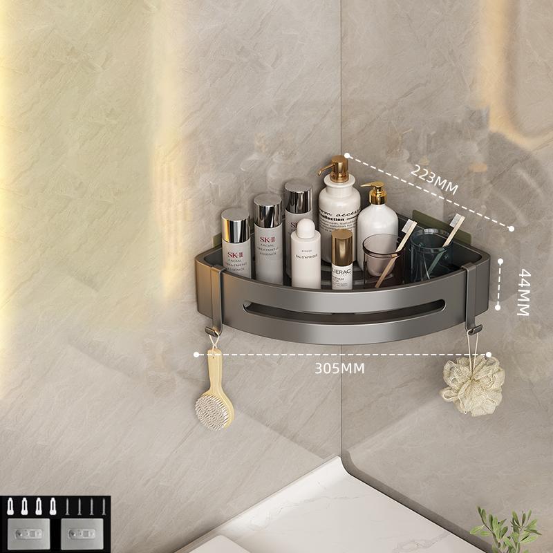 Baderomshylle Uten Boring Med Kroker Dusjhjørne Oppbevaringsstativ Organizer Sjampoholder Veggmontert Håndklehyller Uten Boring