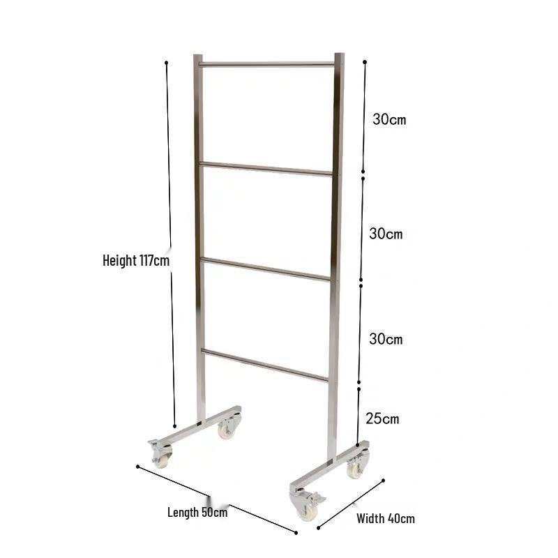 Stainless Steel Multi-Layer Clothes Rack: Floor-Standing, Large Capacity, Brushed Silver for Men and Women’s Pants.