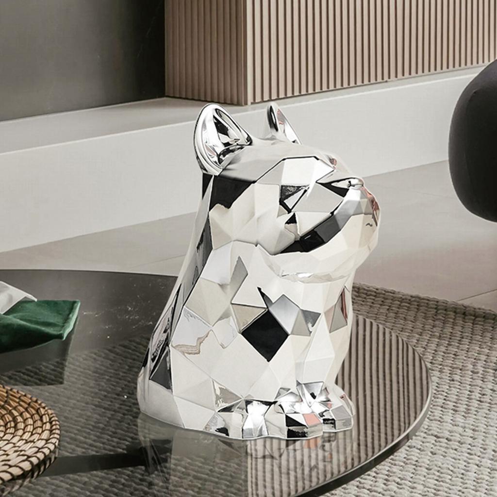 Silver Dog Decor Tissue Box Cover Unique Dog Accent Facial Tissue Box Sturdy Paper Dispenser for Various Interiors