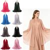 Women's Solid Chiffon Pearl Scarf, Elegant Beaded Hijab Shawl, Muslim Headscarf for Daily/Party