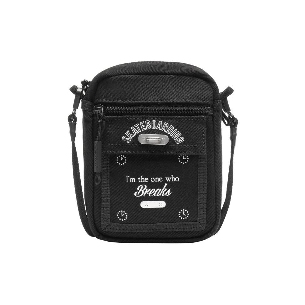Li-Ning Skateboard Series Letter Print Zipper Shoulder Crossbody Bag Unisex bags Black ABDS185-1 Black