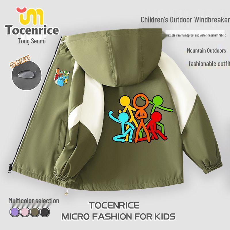 Alan Becker Matchstick Man Five-Color Set + Alan Boys' Fleece-Lined Windbreaker: Autumn/Winter Boys' Outerwear