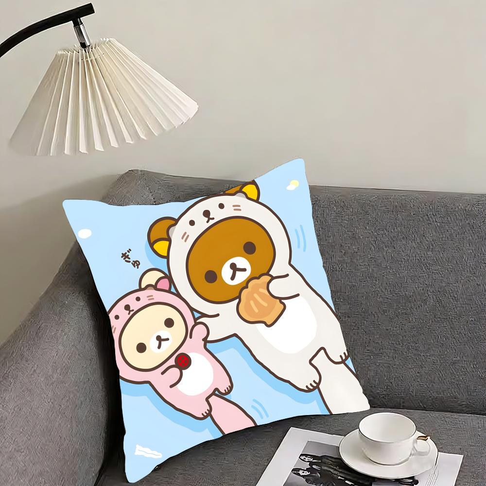 RRilakkuma Cartoon Cushion Cover Pillowcase Ultra Soft Skin Friendly Fabric Cloud Like Comfort  Concealed Zipper