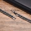 Vintage Men's Chunky Chain Bracelets,8/10/12mm Retro Grey Stainless Steel Cuban Chain Wristband,Rock Punk Classic Jewelry Gifts