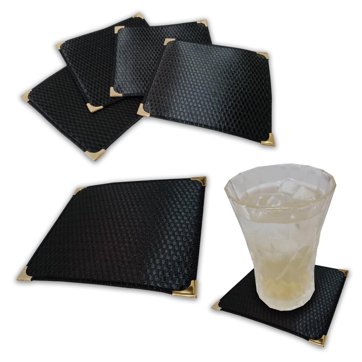 

MMmall Закусочное кабаре Впитывающий набор из 5 золотых подставок, Ткань, Бар, Клуб, Подставки, (Чёрный, С ободком) чёрный