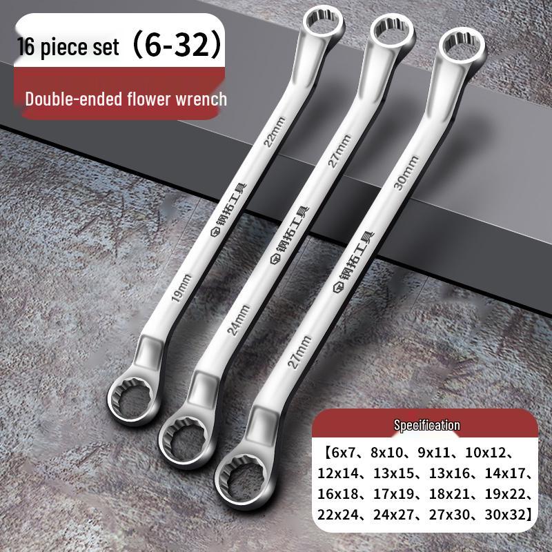 Dual-Purpose Multi-Function Open-End Wrench Set with 17 Sockets (8-10mm) for Auto Repair