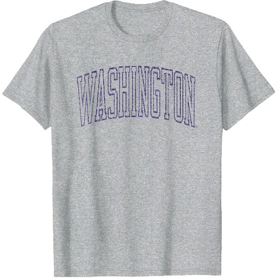 Elite Authentics Washington Huskies Vintage Outline Officially Licensed Unisex-Adults T-Shirt, White, Small, Short Sleeve