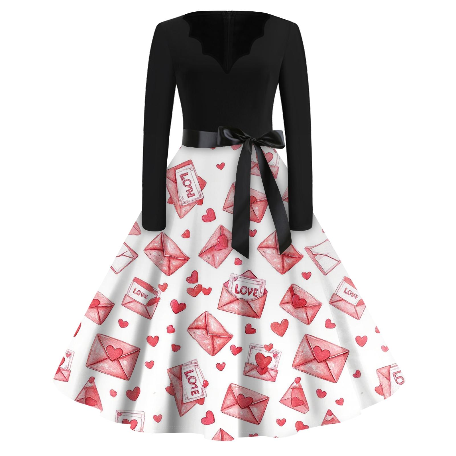 

Платье-клеш с принтом для женщин, платье с длинным рукавом, ажурные платья для вечеринок и повседневной носки XL белый