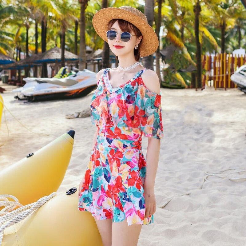 Swimsuit Women's split flat angle thin conservative skirt style belly cover swimsuit fashion swimsuit hot spring beach swimsuit
