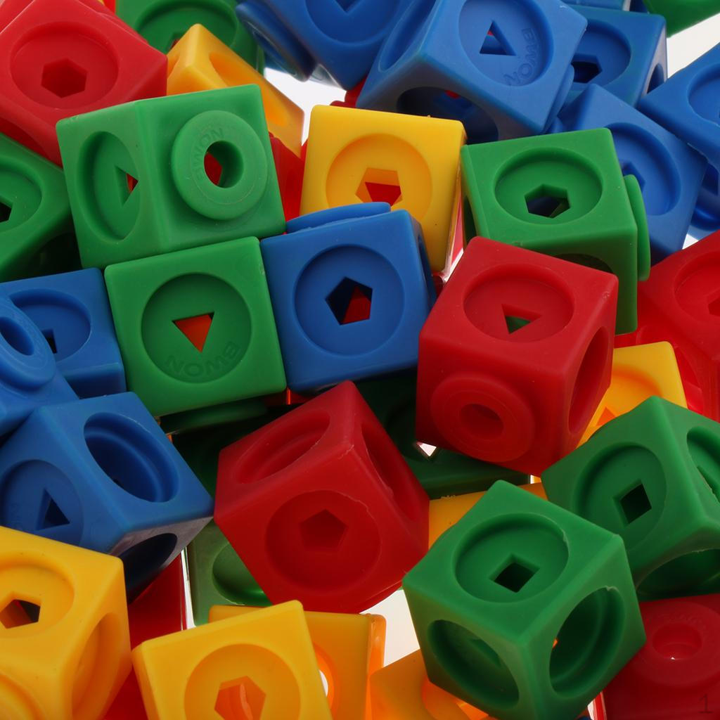 200 Counters Cubes + wooden building BLOCKS BRICKS