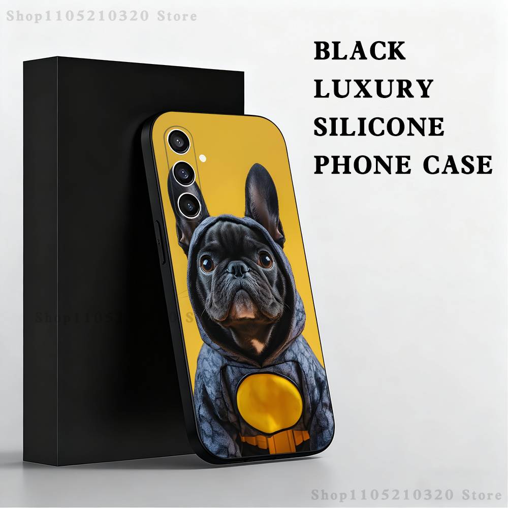 French Bulldog Dog Pet Phone Case For Samsung S25,S24,S21,S22,S23,S30,Ultra,S20,Plus,Fe,Lite,Note,10,9,5G Black Cover