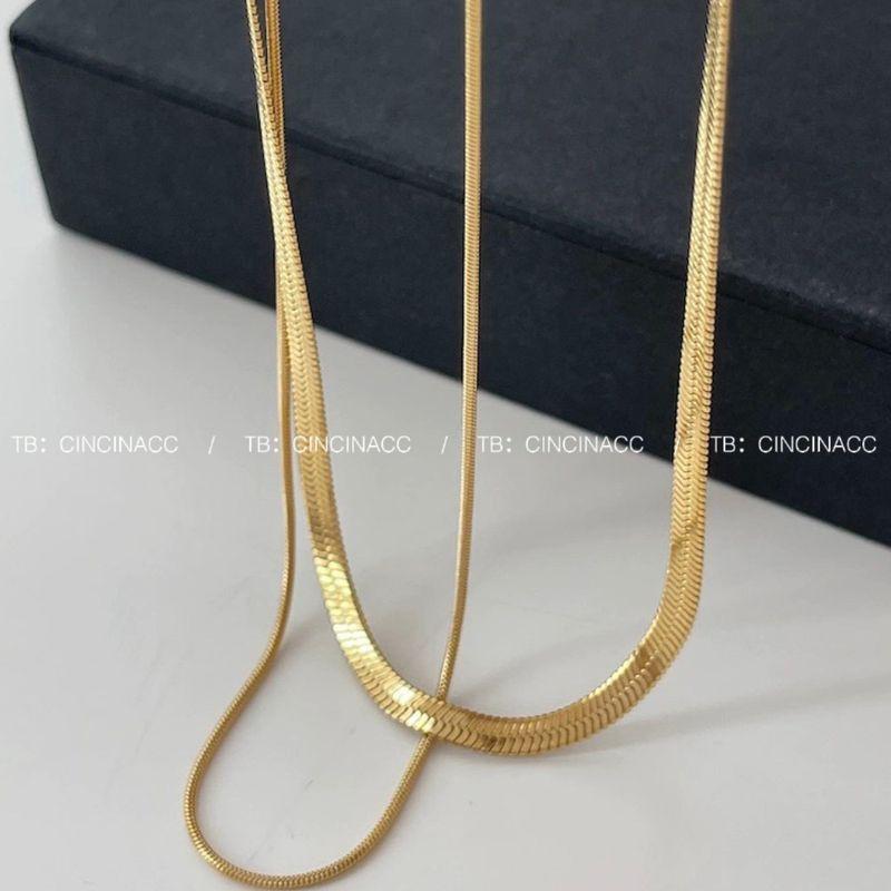 

New Arrival Double Layer Twin Snake Bones Chain Necklace Titanium Steel No Fading inside Fashion Special-Interest Design Fancy Necklace Gold