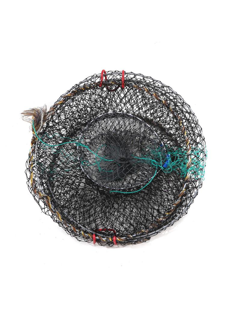 Black Diameter 25cm Portable Encrypted Fishing Net Circular Foldable Fishing Net With Drawstring Portable Fishing Nets