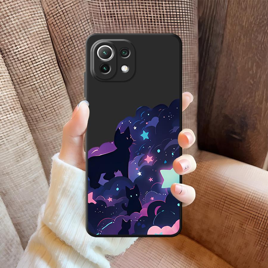 Black Cat Starry Night Case for Xiaomi Mi 11T 10T 12X 11 12 12T Pro 14 13 Lite Funda Phone Cover