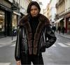 American retro lapel big fur collar cotton clothes  autumn and winter loose short suede loose and thin pie overcome