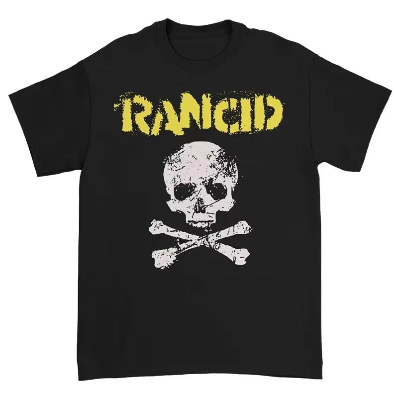 

2026 Rancid Spoiled Band British Punk Rock American High Street Skull Print Loose Print Unisexs and Womens Summer Cotton Tshirt S