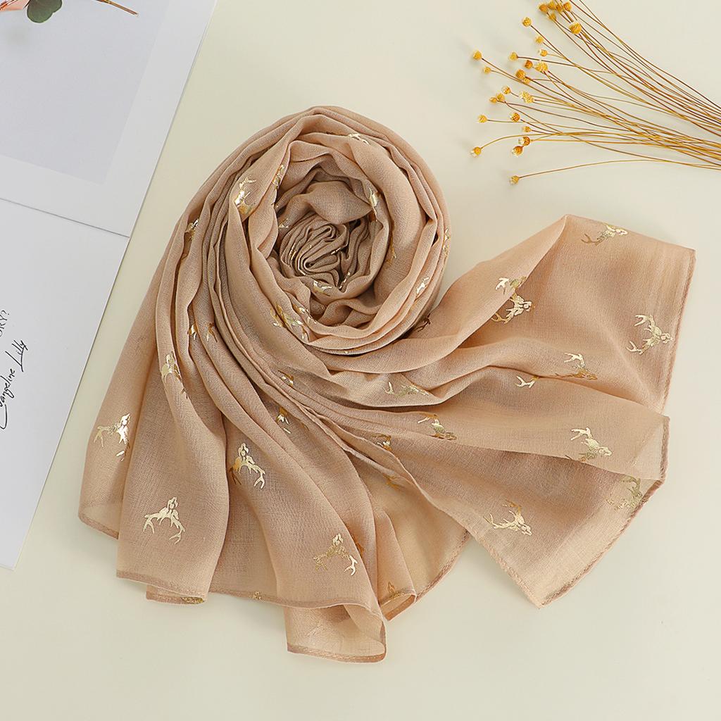 Cotton and Linen Scarf for Women In Spring  Autumn and Winter Long Thin Silk Scarf Korean Version Versatile and Fashionable Beige Shawl
