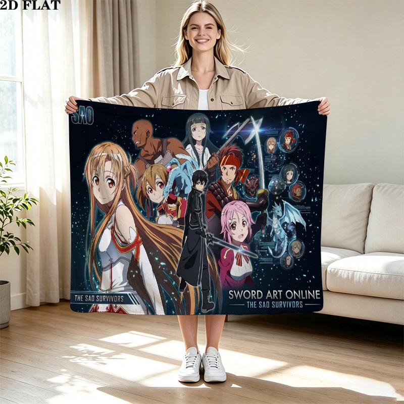 Sword Art Online Print Flannel Blanket High Quality Warm Comfortable Cover for All Seasons Perfect for Gifts Home Decor