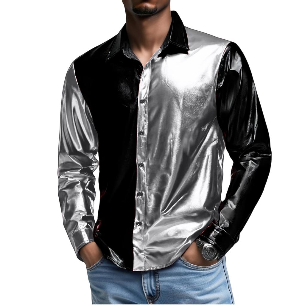 Men's   Long  Sleeves  Single  Button  Flip  Collar  Shirt