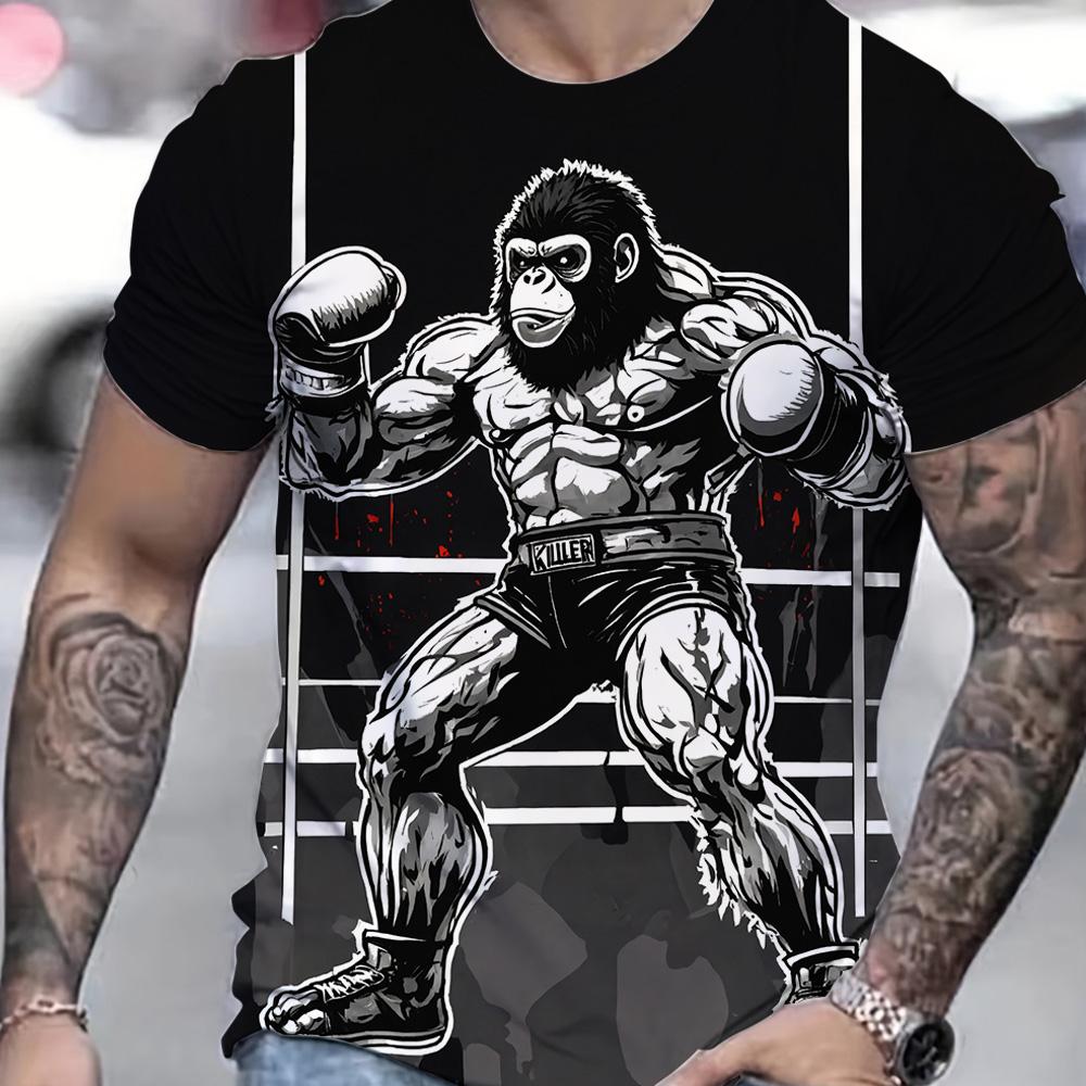 Men Summer Breathable Quick Drying Sports Tops Fashion Boxing Short Sleeve Tees