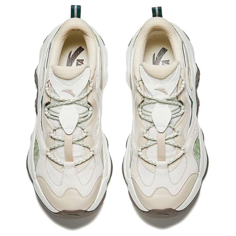 Anta Durable Breathable Low-Top Casual Shoes Women's White Brown Green Sneakers 122438886-6