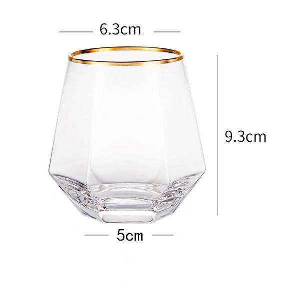 2 Stück/1 Stück Sechseckiges Glas Geschenk für Freund 320ml Buntes Transparentes Trinkgeschirr Whiskey Weingläser Haushalt Saftbecher Wassergläser