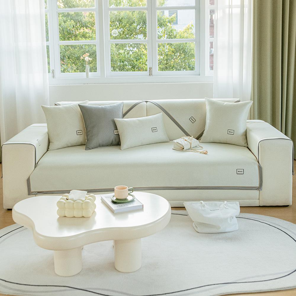 Cool Feeling Summer Sofa Slipcover Ice Silk Cold Sofa Towel Non-Slip Sectional Couch Cover Furniture Protector for Living Room