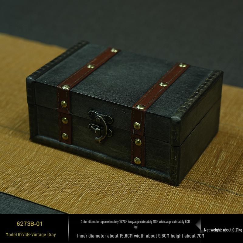 Ретро деревянный запирающийся ящик для хранения украшений и аксессуаров