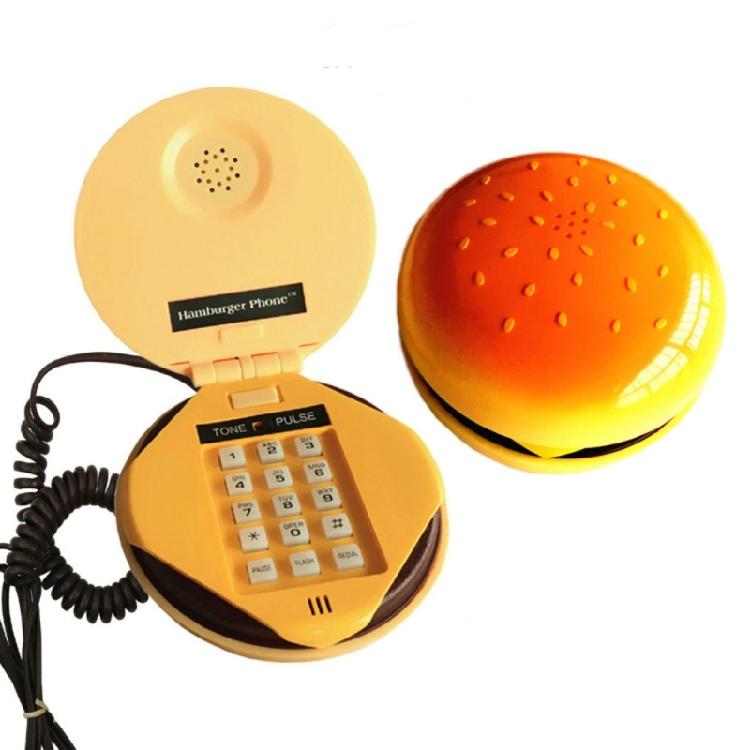 Creative Cartoon Hamburger Landline Phone Real Working Telephone Gift Decoration for Home Office Business Bathroom