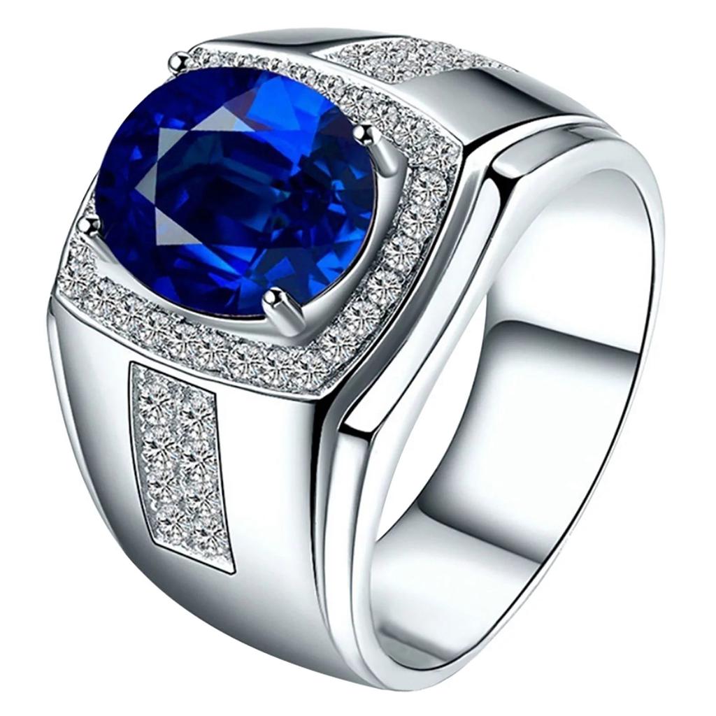Men's Square Crystal Zircon Water Diamond Inlaid Ring Jewelry Gift