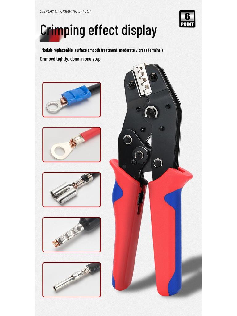 Spring Insert Ratchet Crimping Pliers SN-58B - Cold Press & Insulated Terminal, Multi-Jaw Bare Terminal Crimp Pliers.