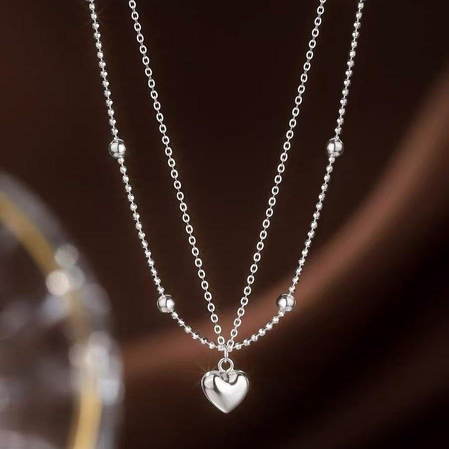 925 Sterling Silver Double Heart Necklace - Women's Luxury Choker for 2025