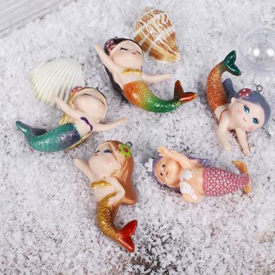 Yousheng Mermaid Figurine Fish Tank Ornament Cartoon Shape Adorable Appearance Eco-friendly Mini Aquarium Floating Decor Accessories