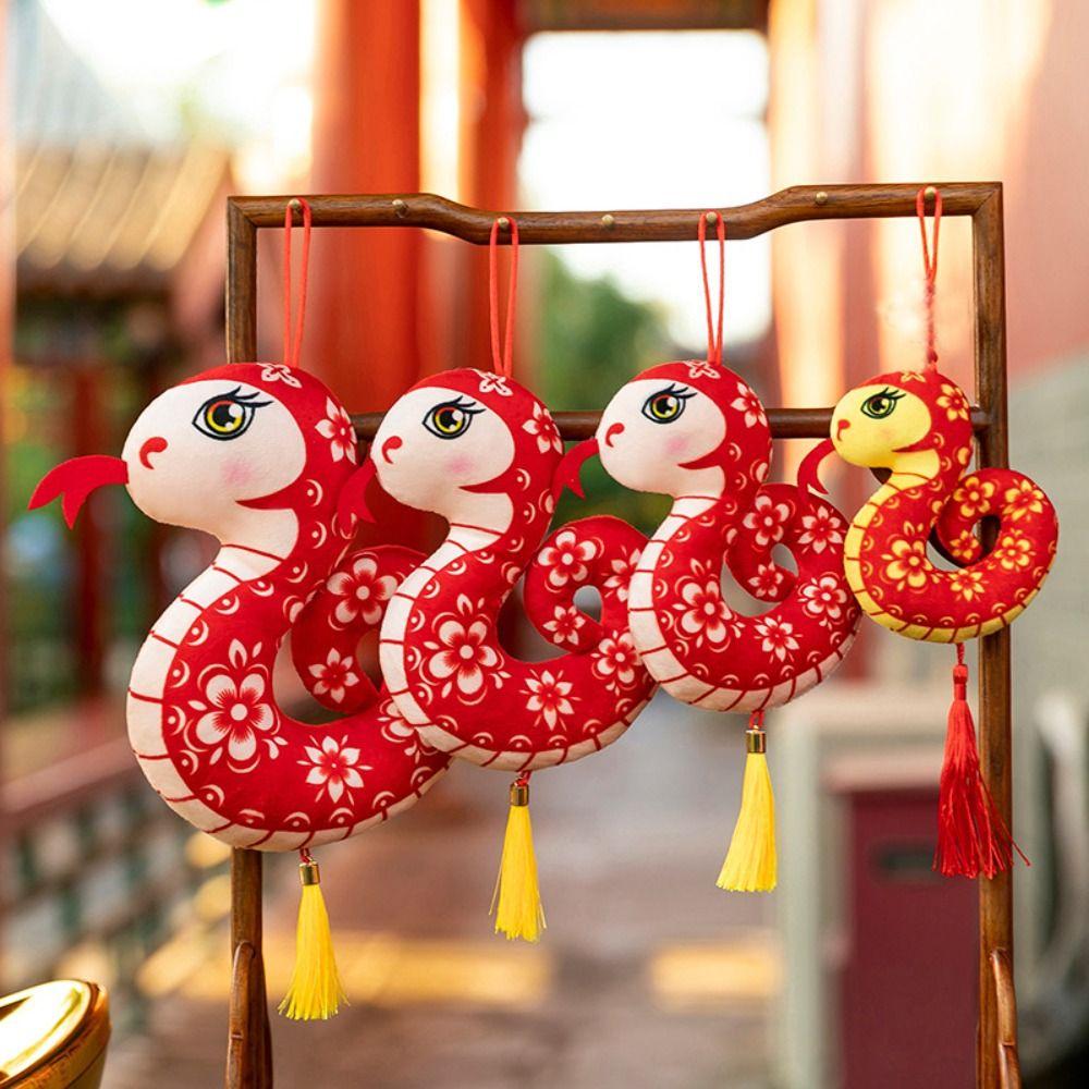 Flower Snake Mascot Hangings Tassels Spring Festival Decorations Soft Snake Dolls Pendant Kids