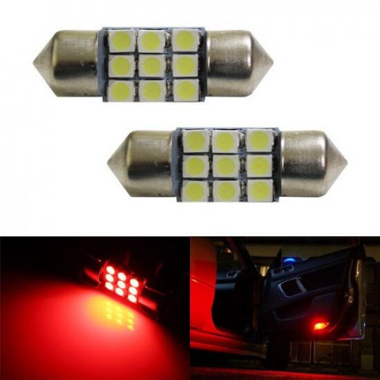 Brilliant Red 9-SMD-1210 1.25  DE3175 DE3022 LED Bulbs For Step Side Door Lights