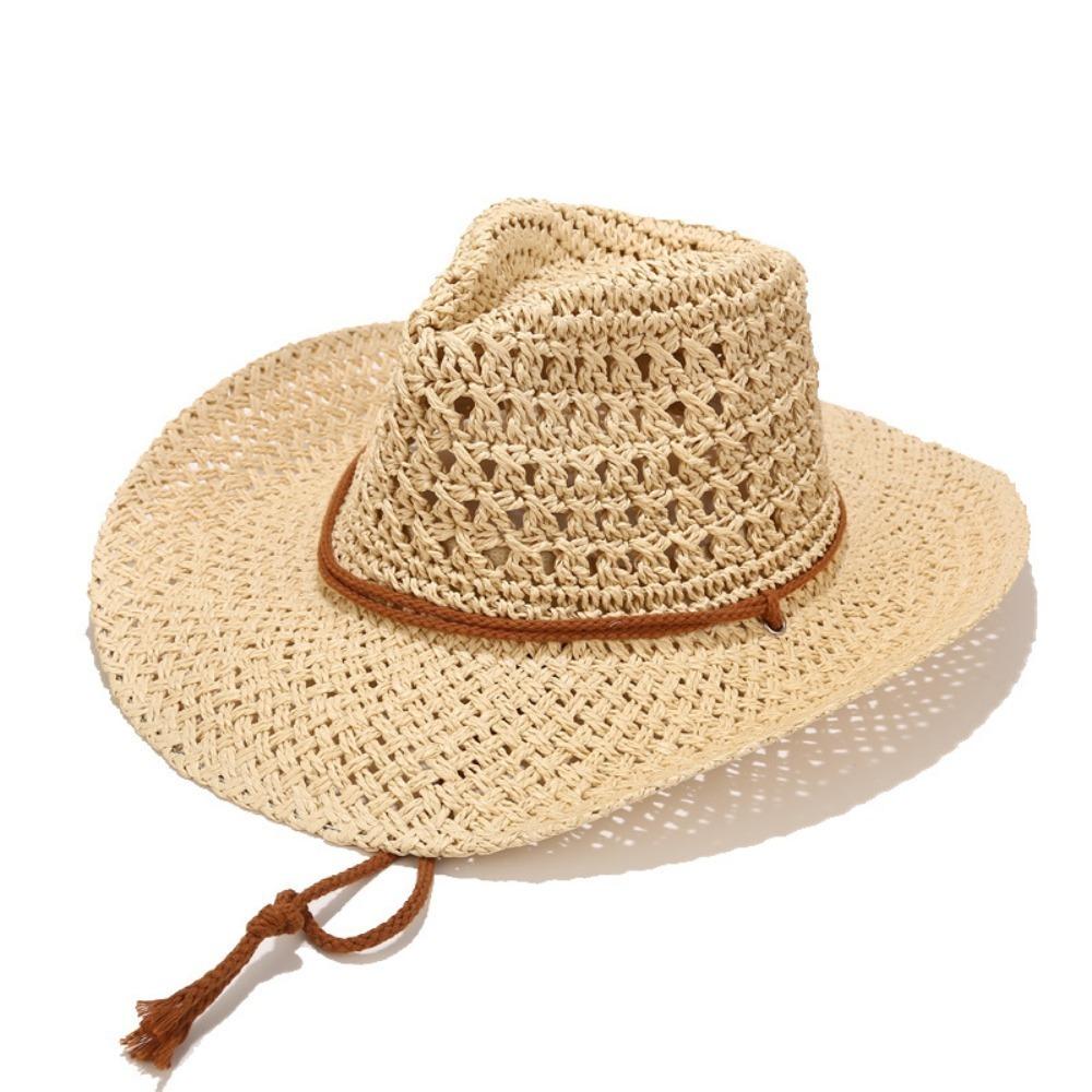 Hollow Cowboy Hat Handmade Sun Protection Hat Fashion Straw Hat