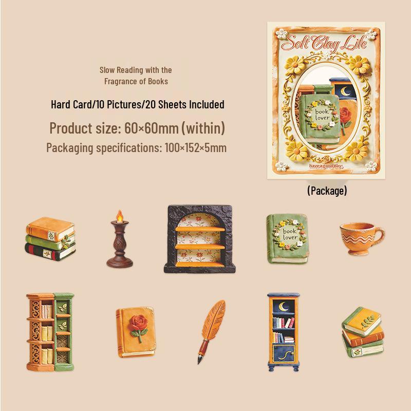 European Retro DIY Polymer Clay Sticker Pack - 6 Styles