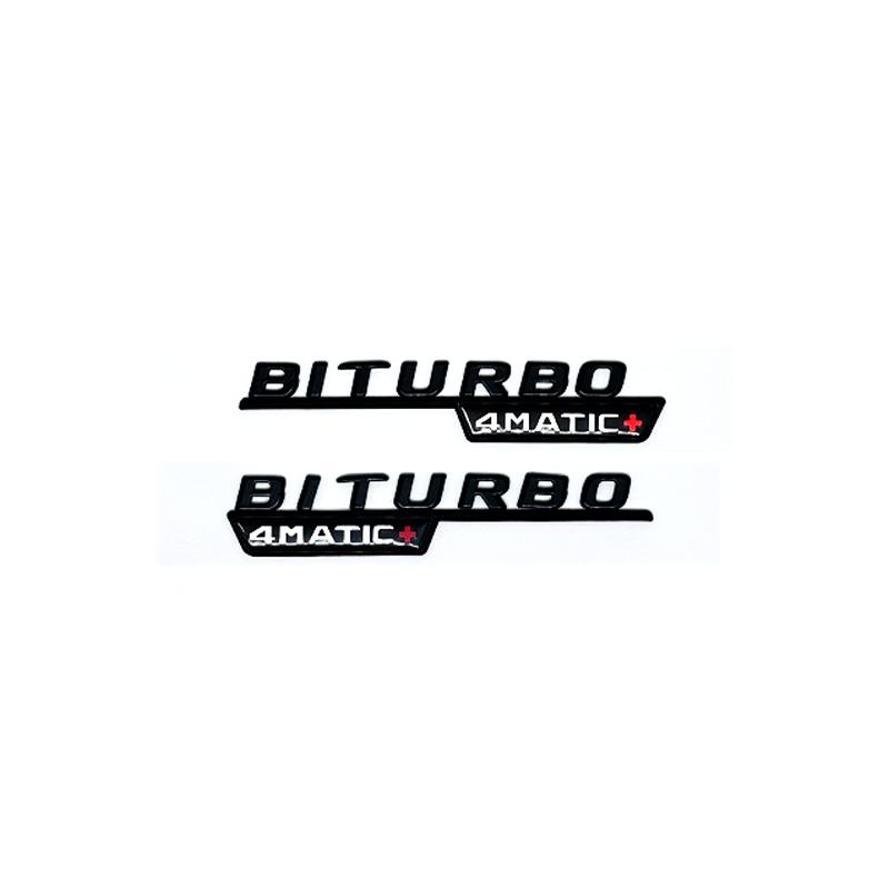CWDRF1 3D Flat Letters Biturbo 4matic 4matic+ Plus ABS Emblem for Mercedes Benz AMG C43 E43 GLE43 GLC43 GLE53 Car Fender Side Sticker