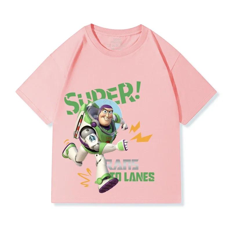 

Disney Buzz Lightyear Cartoon T-shirt 100% Cotton Summer Children s Round Neck T-shirt Boys Girls Fashion Comfortable Tops 100