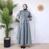 Turkish Women's Denim Dress: Casual Loose Fit Lantern Sleeve Patchwork