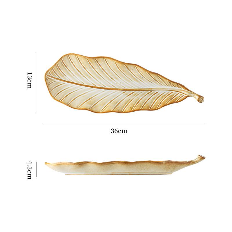 Retro Einfache Blatt Sushi-Platte Keramik Ofenwechsel Haus Restaurant Hotel Teller Fortgeschrittener Atmosphärischer Stil