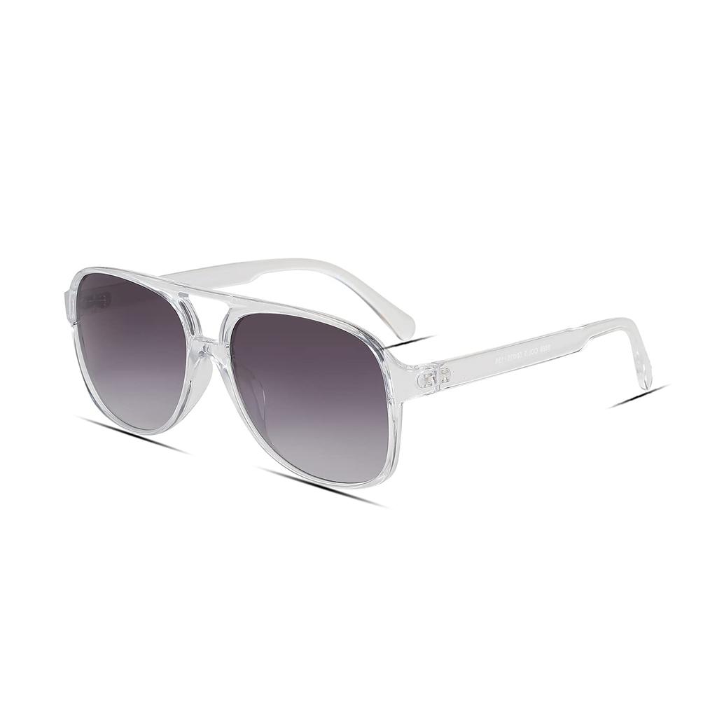 Freckles Mark Vintage Retro 70s Sunglasses for Men and Classic Large Square Aviator Trendy Oversize Women, Glasses, Clear,