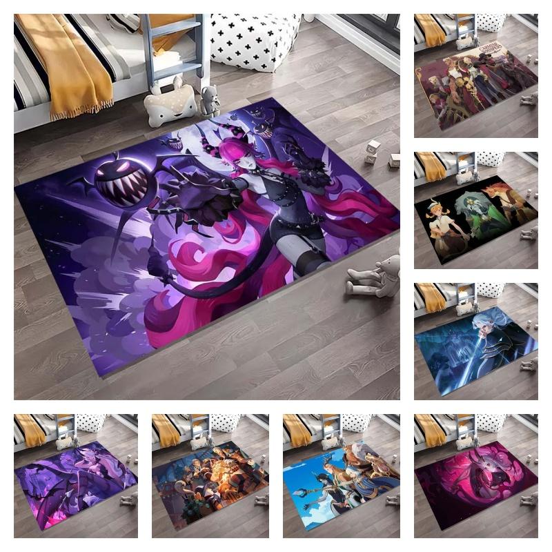 Anime Demon Girl Print Area Rug, Fantasy Game Character Non-Slip Floor Carpet for Bedroom